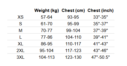 2024 ONeill Slasher Kite Impact Vest 0 Size Chart